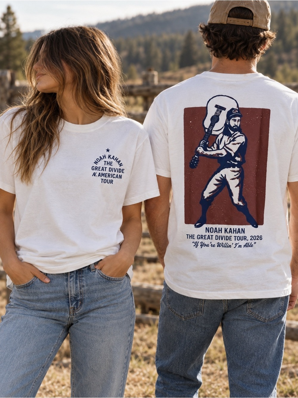 The Great Divide Tour 2026 Noah Kahan White Graphic Tee
